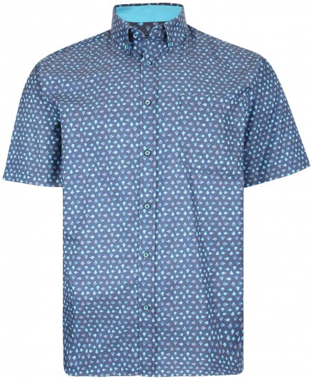 Kam Jeans P010 Premium Short sleeve Shirt Indigo - Skjorter - Skjorter til store mænd 2XL- 8XL