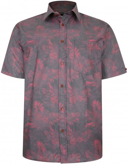 Kam Jeans P013 Premium Floral Print Shirt Burgundy - Skjorter - Skjorter til store mænd 2XL- 8XL