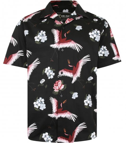 Kam Jeans P016 Flamingo Print Shirt - Skjorter - Skjorter til store mænd 2XL- 8XL