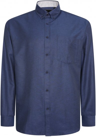 Kam Jeans P020 Premium Long sleeve Oxford Shirt Navy - Skjorter - Skjorter til store mænd 2XL- 8XL