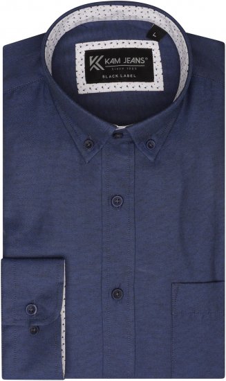 Kam Jeans P020 Premium Long sleeve Oxford Shirt Navy - Skjorter - Skjorter til store mænd 2XL- 8XL