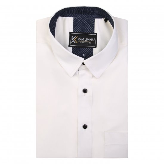 Kam Jeans P684 Premium Stretch Shirt White - Skjorter - Skjorter til store mænd 2XL- 8XL