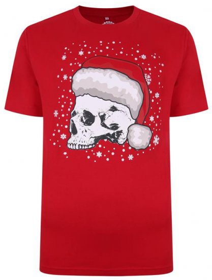 Kam Jeans X008 Santa Skull Print T-Shirt Red - T-shirts - T-shirts i store størrelser - 2XL-14XL