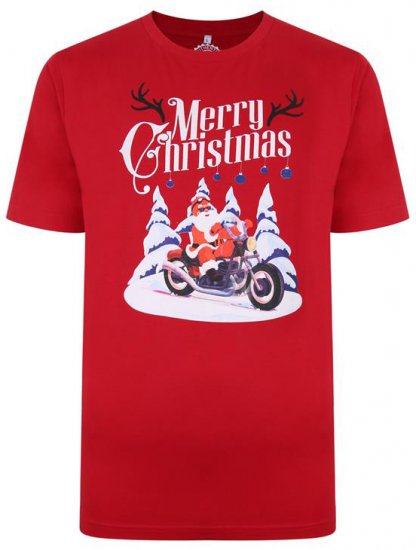 Kam Jeans X009 Santa Biker Print T-Shirt Red - T-shirts - T-shirts i store størrelser - 2XL-14XL