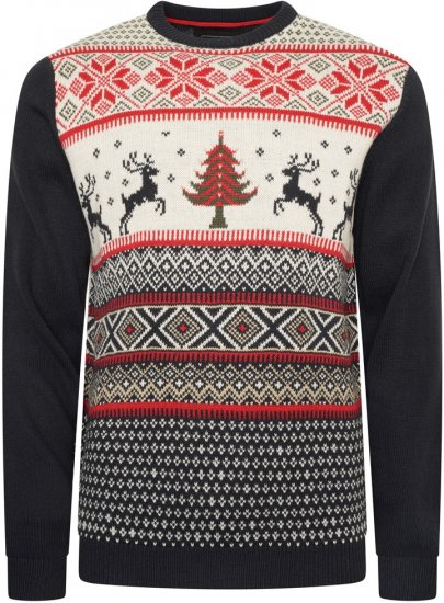 Kam Jeans X031 Reindeer Xmas Sweatshirt Navy - Trøjer og hættetrøjer - Trøjer og Hættetrøjer i store størrelser - 2XL-14XL