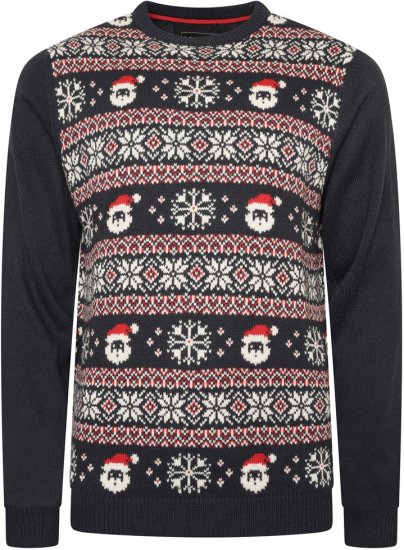 Kam Jeans X032 Snowflake Santa Xmas Sweatshirt Navy - Trøjer og hættetrøjer - Trøjer og Hættetrøjer i store størrelser - 2XL-14XL