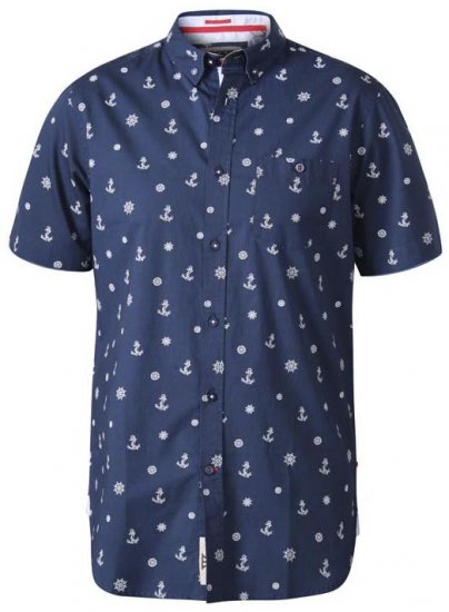 D555 Kirk Short Sleeve Shirt Navy - Skjorter - Skjorter til store mænd 2XL- 8XL
