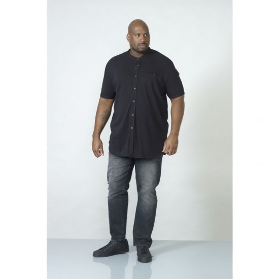 D555 Archer Collarless Shirt Black - Skjorter - Skjorter til store mænd 2XL- 8XL
