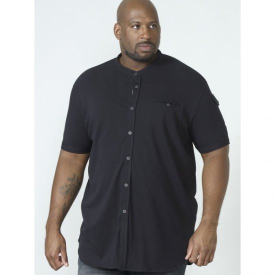 D555 Archer Collarless Shirt Black - Skjorter - Skjorter til store mænd 2XL- 8XL