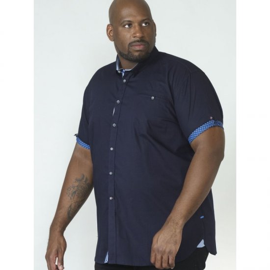 D555 Tim Short Sleeve Shirt Navy - Skjorter - Skjorter til store mænd 2XL- 8XL
