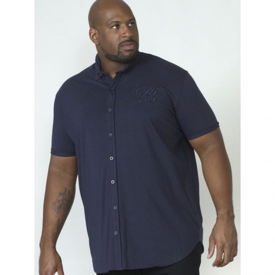 D555 Beaver Couture Jersey Shirt Navy - Skjorter - Skjorter til store mænd 2XL- 8XL