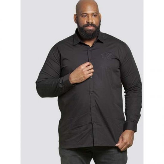 D555 Michael Couture Stretch Shirt Black - Skjorter - Skjorter til store mænd 2XL- 8XL