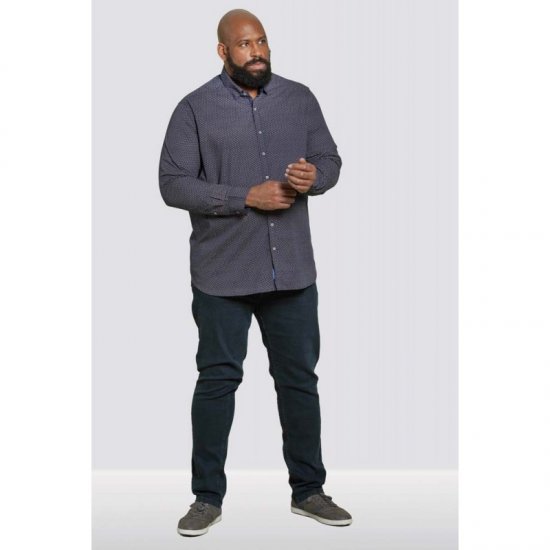 D555 Babworth Long Sleeve Shirt Navy - Skjorter - Skjorter til store mænd 2XL- 8XL