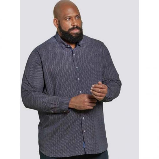 D555 Babworth Long Sleeve Shirt Navy - Skjorter - Skjorter til store mænd 2XL- 8XL