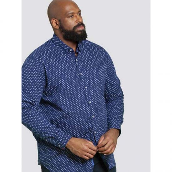D555 Bainton Long Sleeve Shirt Navy - Skjorter - Skjorter til store mænd 2XL- 8XL