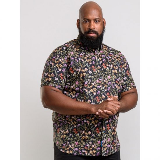 D555 Emmet Floral Shirt Black - Skjorter - Skjorter til store mænd 2XL- 8XL