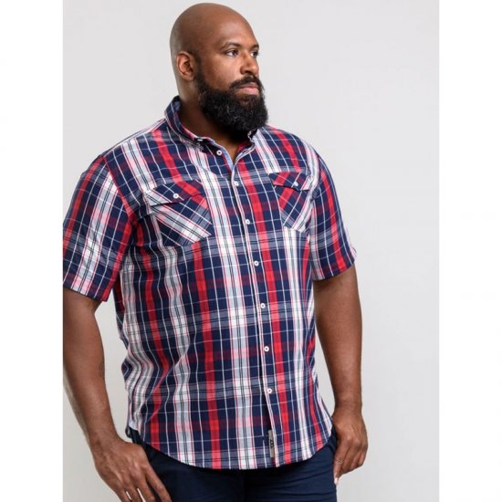 D555 Terell Shirt Navy/Red - Skjorter - Skjorter til store mænd 2XL- 8XL