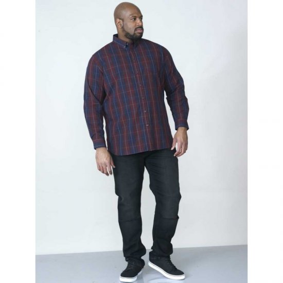 D555 Grady Long Sleeve Check Shirt - Skjorter - Skjorter til store mænd 2XL- 8XL