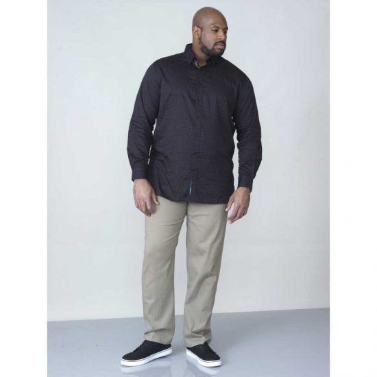 D555 Jahine Long Sleeve Printed Shirt Black - Skjorter - Skjorter til store mænd 2XL- 8XL