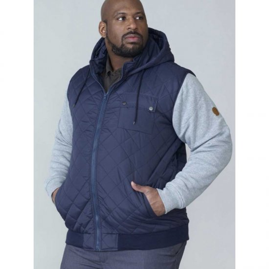 D555 Willie Hooded Quilted Jacket with Fleece sleeves - Jakker - Jakker i store størrelser, 2XL- 12XL