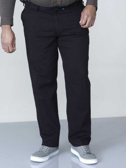 D555 Bruno Stretch Chino pants with Extenda Waist Black - Jeans og bukser - Herrejeans og bukser i store størrelser W40-W70