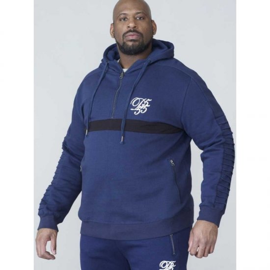 D555 Sergio Half Zip Hoodie Navy - Trøjer og hættetrøjer - Trøjer og Hættetrøjer i store størrelser - 2XL-14XL