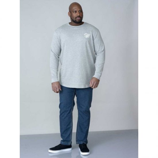 D555 Plato Long Sleeve T-shirt Grey - T-shirts - T-shirts i store størrelser - 2XL-14XL