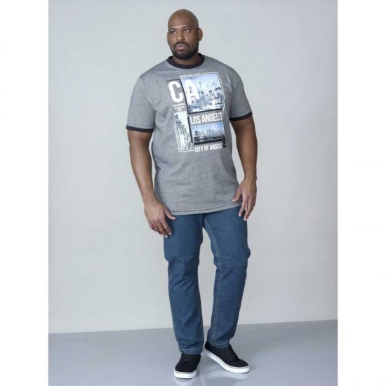 D555 Howie Fine Stripe T-shirt Grey - T-shirts - T-shirts i store størrelser - 2XL-14XL