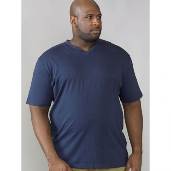 D555 Signature V-hals T-shirt Mørkeblå - T-shirts - T-shirts i store størrelser - 2XL-14XL
