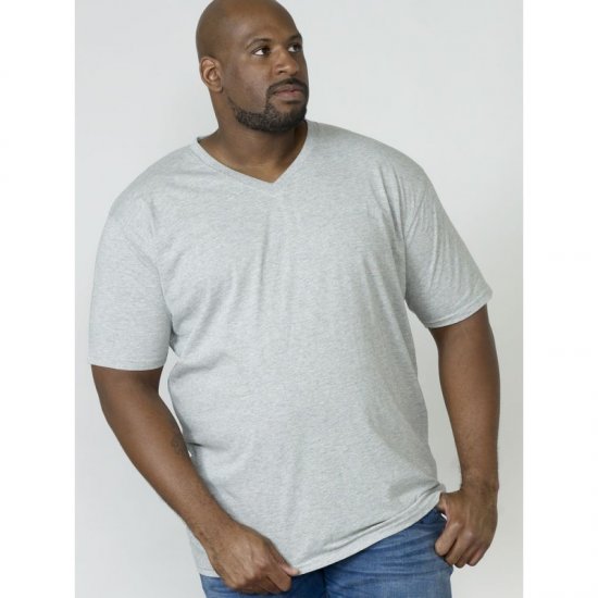 D555 Signature V-hals T-shirt Grå - T-shirts - T-shirts i store størrelser - 2XL-14XL