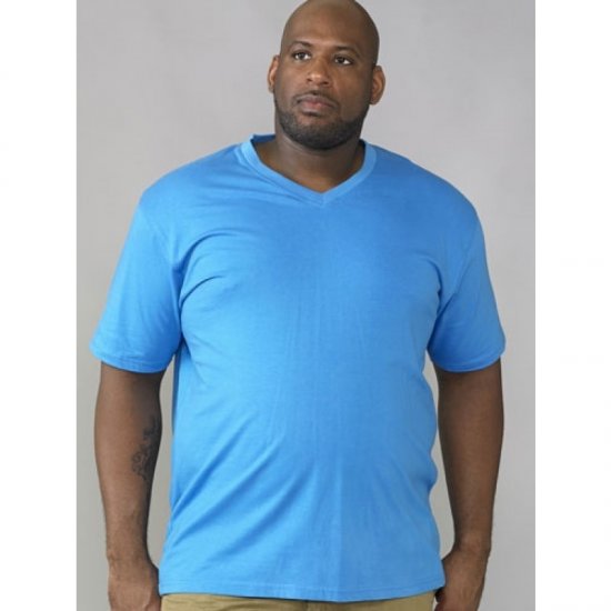 D555 Signature V-hals T-shirt Blå - T-shirts - T-shirts i store størrelser - 2XL-14XL