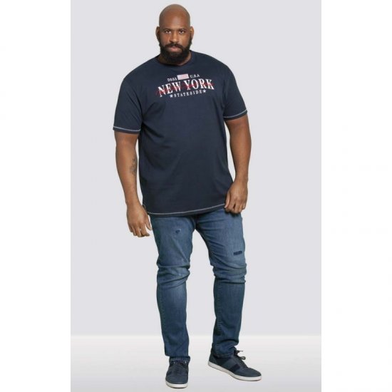 D555 Thornton Embroidery T-shirt Navy - T-shirts - T-shirts i store størrelser - 2XL-14XL