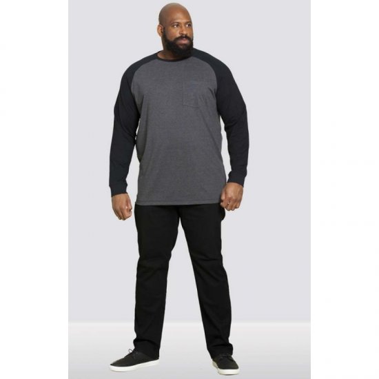 D555 Illinois Long Sleeve T-shirt Charcoal - T-shirts - T-shirts i store størrelser - 2XL-14XL
