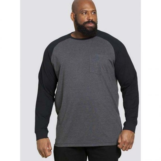 D555 Illinois Long Sleeve T-shirt Charcoal - T-shirts - T-shirts i store størrelser - 2XL-14XL