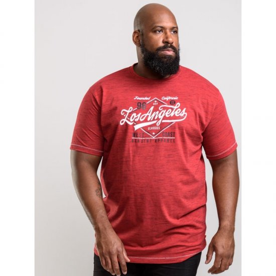 D555 Shelton T-shirt Red - T-shirts - T-shirts i store størrelser - 2XL-14XL