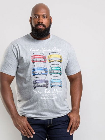 D555 Jenson T-shirt Grey - T-shirts - T-shirts i store størrelser - 2XL-14XL