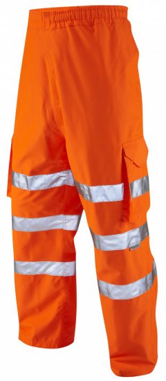 Leo Instow Breathable Executive Cargo Rain pants Hi-Vis Orange - Arbejdstøj - Arbejdstøj i store størrelser