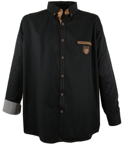 Lavecchia 1980 Long sleeve Shirt Dark Black - Skjorter - Skjorter til store mænd 2XL- 8XL