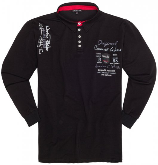 Lavecchia 2025 Printed Sweatshirt with collar Black - Trøjer og hættetrøjer - Trøjer og Hættetrøjer i store størrelser - 2XL-14XL