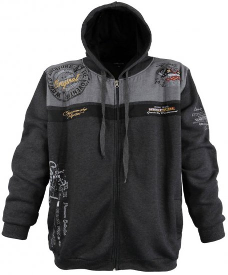Lavecchia 2022 Printed Zipper Hoodie Charcoal - Trøjer og hættetrøjer - Trøjer og Hættetrøjer i store størrelser - 2XL-14XL