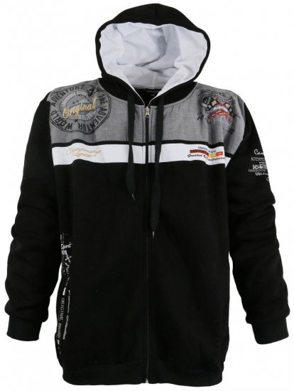 Lavecchia 2022 Printed Zipper Hoodie Black - Trøjer og hættetrøjer - Trøjer og Hættetrøjer i store størrelser - 2XL-14XL