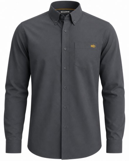 Motley Denim Lisbon Long Sleeve Shirt Charcoal - Skjorter - Skjorter til store mænd 2XL- 8XL