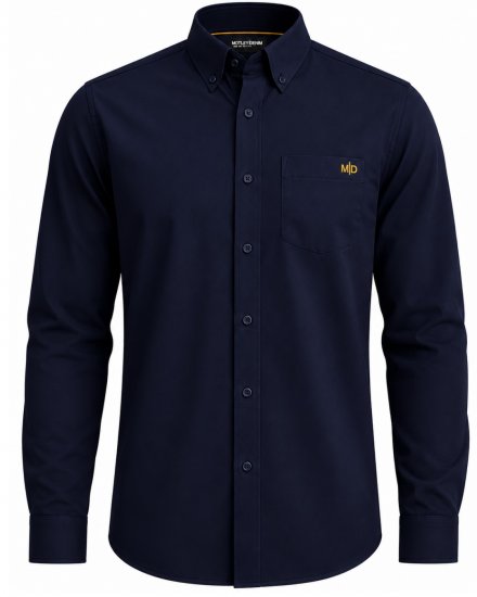 Motley Denim Lisbon Long Sleeve Shirt Navy - Skjorter - Skjorter til store mænd 2XL- 8XL