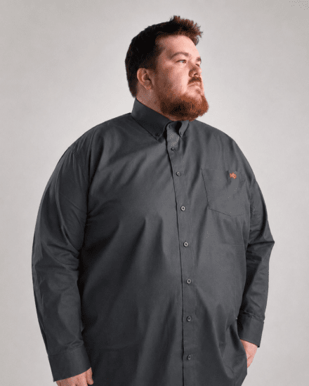 Motley Denim Lisbon Long Sleeve Shirt Charcoal - Skjorter - Skjorter til store mænd 2XL- 8XL