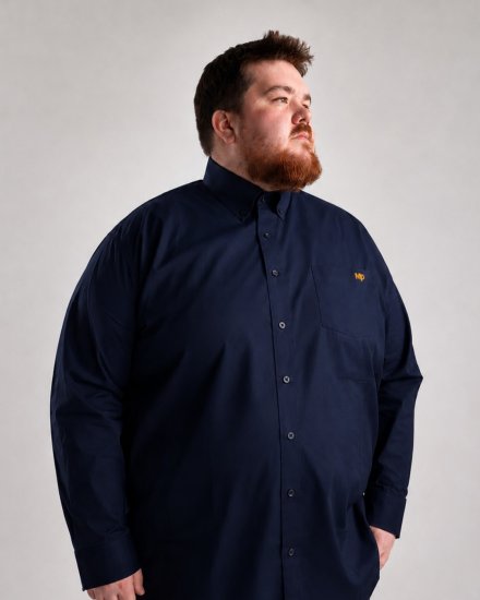 Motley Denim Lisbon Long Sleeve Shirt Navy - Skjorter - Skjorter til store mænd 2XL- 8XL