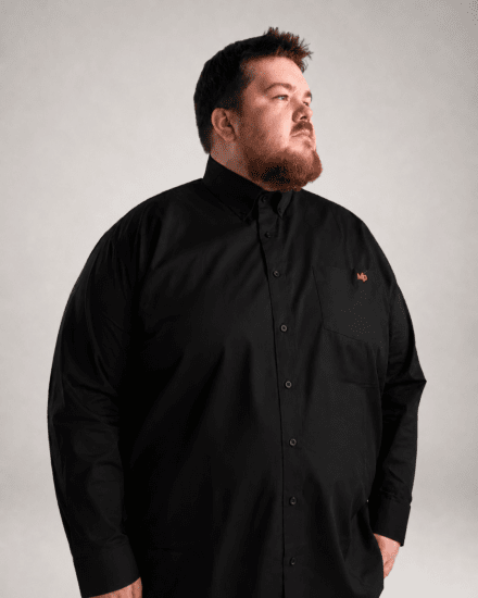 Motley Denim Lisbon Long Sleeve Shirt Black - Skjorter - Skjorter til store mænd 2XL- 8XL