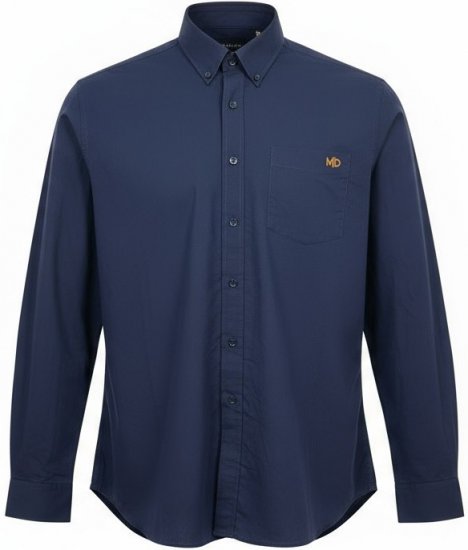 Motley Denim Lisbon Long Sleeve Shirt Navy - Skjorter - Skjorter til store mænd 2XL- 8XL
