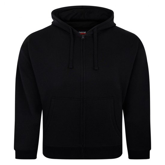 Espionage LW162 Hooded Zip Through Sweat Shirt Sort - Trøjer og hættetrøjer - Trøjer og Hættetrøjer i store størrelser - 2XL-14XL