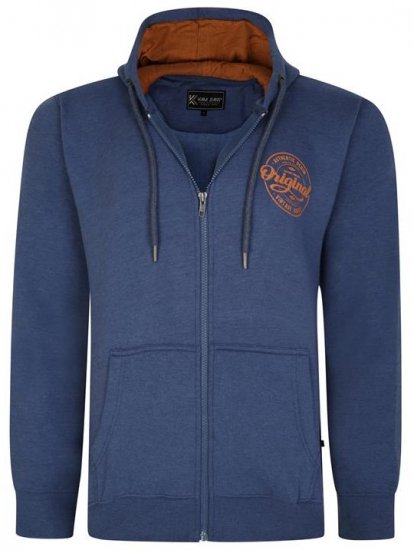 Kam Jeans 7060 Zip Thru Originals Denim Hoodie Royal Blue - Trøjer og hættetrøjer - Trøjer og Hættetrøjer i store størrelser - 2XL-14XL