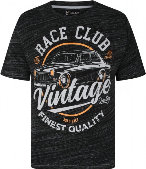 Kam Jeans 5740 Race Club Injected Marl Tee Black - T-shirts - T-shirts i store størrelser - 2XL-14XL